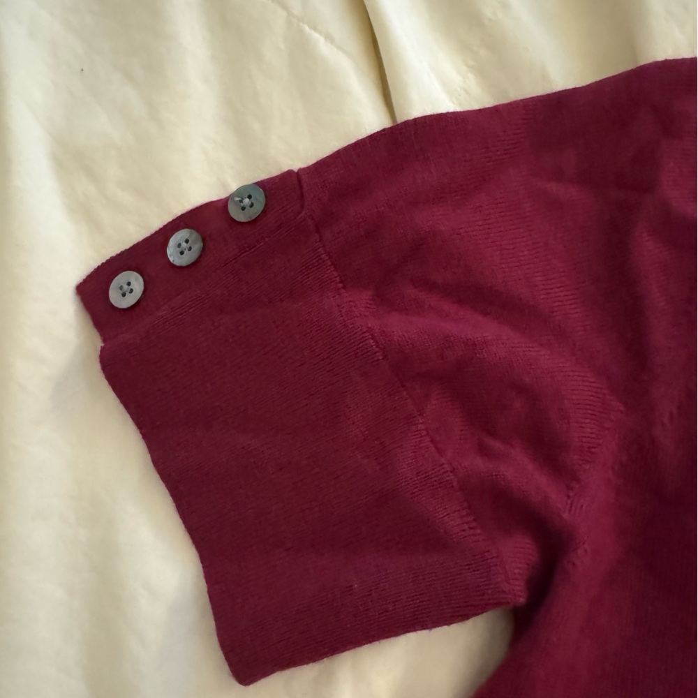 Burgundy Banana Republic Short Sleeve Merino V-Neck Sweater - XL - Picture 4 of 7